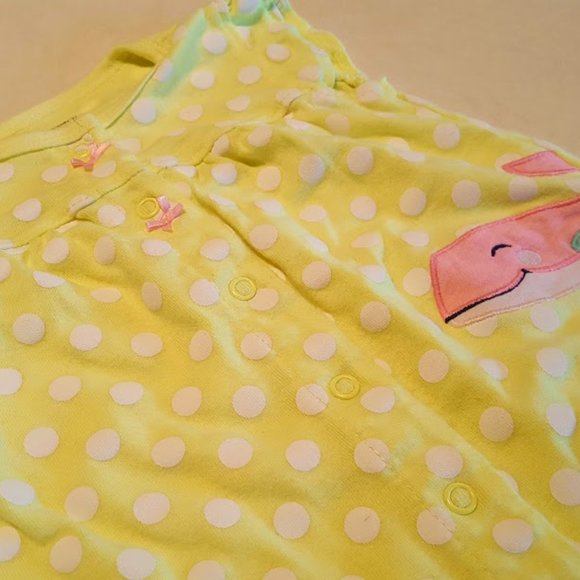 **4/$20: Carters Yellow Dot Snap Onesie Romper,12m - Picture 2 of 4